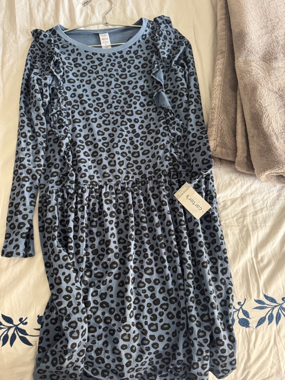 Carter's Tan Sweatshirt Dress with Leopard Tiered Skirt - Picture 3 of 4